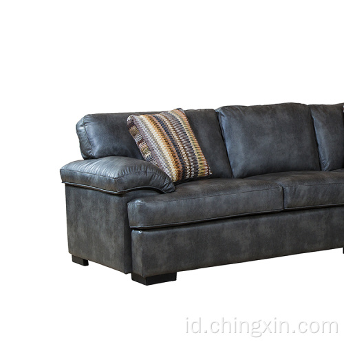 Sofa Sudut Kulit Sintetis Set Sofa Ruang Tamu